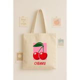 Maki Craft Chérie Kiraz Baskılı Bez Çanta Tote Bag