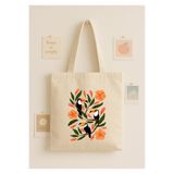 Maki Craft Çiçek Desenli Tukan Kuşu Baskılı Bez Çanta Tote Bag