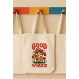 Maki Craft Good Vıbes Baskılı Bez Çanta – Tote Bag- Enerjik & Eğlenceli - 35X40CM - Bej