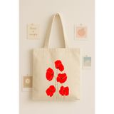 Maki Craft Kırmızı Gelincik Çiçek Baskılı Bez Çanta – Pamuk Tote Bag