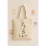 Maki Craft Kişiye Özel Minimal Anne & Kız Çocuk Çizimli Tasarım Bez Çanta- Tote Bag
