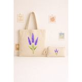 Maki Craft LAVANTA FLORAL ÇİÇEK DESENLİ 2’Lİ BEZ ÇANTA & KALEMLİK SETİ
