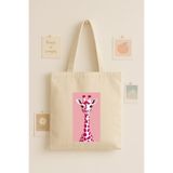 Maki Craft Pembe Zürafa Baskılı Bez Çanta Tote Bag
