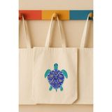 Maki Craft Renkli Kaplumbağa Baskılı Bez Çanta Tote Bag - 35X45CM - Bej