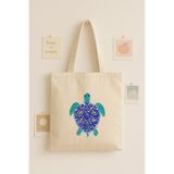 Maki Craft Renkli Kaplumbağa Baskılı Bez Çanta Tote Bag
