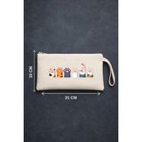 Maki Craft Sevimli Kedi Patileri Baskılı Fermuarlı Bez Kalemlik, Makyaj Çantası - 10x21 cm - Çok Renkli - Naturel
