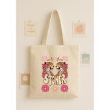 Maki Craft Stoner Yazılı Leopar Baskılı Bez Çanta – Retro Renkli Tote Bag - 35X40 - Çok Renkli - Naturel