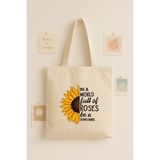 Maki Craft SunFlower Baskılı Yazılı Bez Çanta –tote Bag - 35X40CM - Bej
