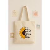 Maki Craft SunFlower Baskılı Yazılı Bez Çanta Tote Bag