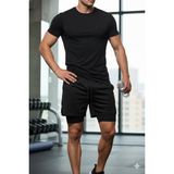 Maki Home Hızlı Kuruyan 2 In 1 Yetişkin Unisex Spor Baskısız Taytlı Şort Fitness Gym Antrenman Halı Saha - Siyah