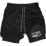 Maki Home Hızlı Kuruyan 2 In 1 Yetişkin Unisex Spor Fit Body Baskılı Taytlı Şort Fitness Gym Antrenman Halı - Siyah