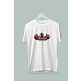 Maki Home Kadın Erkek Unisex Yetişkin Crossfit Addicted Baskılı Beyaz Gri Tshirt