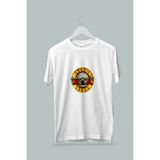 Maki Home Kaliteli Penye Kadın Erkek Unisex Yetişkin Baskılı Beyaz Gri Siyah Tshirt Guns N Roses - XL