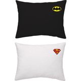 Maki Home Yüzde Yüz Pamuklu Süper Kahramanlar Siyah Beyaz Batman Superman Iki Adet 50 x 70 Yastık Kılıfı Seti - Siyah - Beyaz