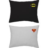 Maki Home Yüzde Yüz Pamuklu Süper Kahramanlar Siyah Gri Batman Superman Iki Adet 50 x 70 Yastık Kılıfı Seti - Gri - Siyah