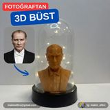 Makinafleo Işıklı Fanuslu Mustafa Kemal Atatürk Büstü (7cm)