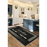Makinede Yıkanabilir Kaymaz Taban Leke Tutmaz Siyah Mutfak Halısı Mutfak Yolluk ve Balkon Halısı - 200 x 400 cm