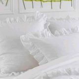 Makiteks %100 Pamuklu Fırfırlı Beyaz White Flat İki Adet 50x70 Yastık Kılıfı