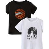 Makiteks 2li Kaliteli Pamuk Penye Unisex Kadın Erkek Basketball Baskılı Tshirt Siyah Beyaz Basketbol Tişört - 0 Beyaz - XL