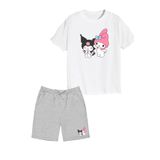 makiteks 2'li Set Baskılı Kız Çocuk Pamuk Şort Tshirt Takım Kuromi 5 6 7 8 9 10 11 12 13 14 yaş Tişört