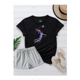 makiteks 2'li Set Düz Renk Kadın Regular Şort ve Tshirt Tişört Voleybol