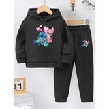 Makiteks Kışlık Kız Çocuk Eşofman Takımı 5 6 7 8 9 10 11 12 Yaş Lilo Stitch - 5 - 6 Yaş - 000-Siyah