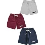 Makiteks Pamuk 3 Adet Unisex Kız Erkek Çocuk Şort Seti 5 6 7 8 9 10 11 12 13 14 Yaş Düz Renk Shark Baskı - 12R-Bordo - 7 - 8 Yaş
