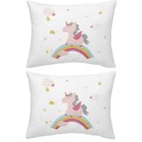 Makiteks Unicorn Atlar Gökkuşağı 2 Adet 50x70 cm %100 Pamuk Yastık Kılıfı