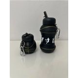 Makkam Home Çocuklar için Katlanabilir içecek şişesi, bulaşık makinesinde yıkanabilir spor şişesi, okul ve spor için, katlanabilir Matara, Sızdırmaz Matara (SiyahBasket)