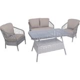 Maklife Bahçe Mobilyaları Lavınıa Bahçe Mobilyası Balkon Mobilyası ( 2+1+1+70*120 Masa) - Gri