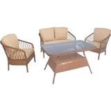 Maklife Bahçe Mobilyaları Lavınıa Bahçe Mobilyası Balkon Mobilyası ( 2+1+1+70*120 Masa) - Kahverengi