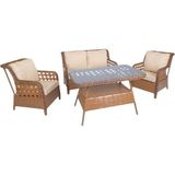 Maklife Bahçe Mobilyaları Pasifik Bahçe Mobilyası Balkon & Teras Mobilya Takımı 2+1+1 + 70*120 Masa - Kahverengi