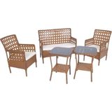 Maklife Bahçe Mobilyaları Ütopya Ufak Balkon Takımı (2+1+1+2 Sehpa) - Kahverengi