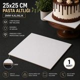 Makrakanta 25X25 cm Mdf Pasta Altlığı | 3mm Kalınlık | Beyaz Kaplamalı Sunum Tabanı | Kare Pasta Altlığı