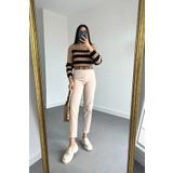 MAKRAS EXCLUSIVE Kadın 90's Krem Yüksek Bel Comfort Likralı Denim Mom Kot Pantolon jeans