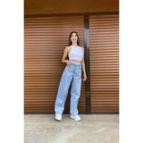 MAKRAS EXCLUSIVE Lya Kar Palazzo Kadın Yüksek Bel Salaş Pantolon, Geniş Paça Pantolon, Bol Paça Pantalon New Sezon