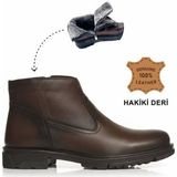 Makras Exclusive Makras Exclusıve Erkek Fermuarlı Kahve Hakiki Deri Günlük Içi Kürklü Bot - Karışık