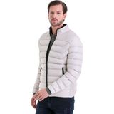 Makras Unisex Slim Fit Düz Yaka Rüzgar Geçirmez Erkek Kışlık Şişme Mont - Taş