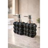 MAKRİ HOME 2 adet Bubble Cam Sıvı Sabunluk, 300 ml + 300 ml - Siyah, 9,5x6,5x15 cm