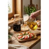 Makri Home 2'li 900 Ml Bambu Kapaklı Ve Altlıklı Borosilikat Cam Yağdanlık, Isıya Dayanıklı, Yağ/sirke/sosluk Sarı