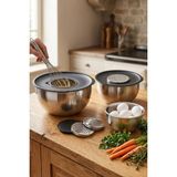 Makri Home 304 Çelik Rendeli 3'lü Saklama ve Karıştırma Kabı Seti (16 Cm, 20 Cm, 24 Cm) - Metalik