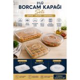 Makri Home 3'lü Borcam Kapağı Seti (Dikdörtgen-40 × 27 cm + Kare-28,2 × 31,75 cm + Yuvarlak-32 cm Çap) – Şeffaf Saklama ve Koruma Kapakları