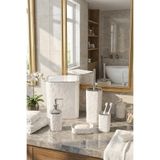 MAKRİ HOME 5 Parça Banyo Seti, Kalp Desenli, Beyaz Silver, Kare, Click Kapaklı, Hacim: 8 litre