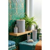 MAKRİ HOME 5 Parça Yuvarlak Banyo Seti, Bambu Kapaklı, Gri, Hacim: 7 litre
