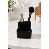 Makri Home 500 ml Siyah Seramik Sıvı Sabunluk Deterjanlık Fırçalık, 11X11X18 cm - 11 x 11 x 18 cm