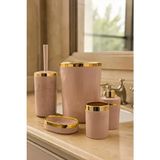 Makri Home 5'li Banyo Seti Akrilik Gold Renk Detaylı Modern Tasarım ile Şık Aksesuar - Bej