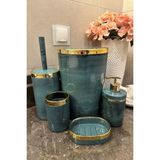 Makri Home 5'li Banyo Seti Akrilik Gold Renk Detaylı Şık Tasarım ve Suya Dayanıklı - Yeşil