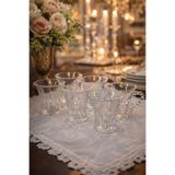 MAKRİ HOME 6’lı Boncuk Kulplu Cam Bardak Seti 100 ml, Yükseklik 8 cm, Ağız Çapı 7,5 cm Şık Tasarım