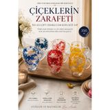 MAKRİ HOME 6'lı Çift Cidarlı Çiçekli Cam Kupa Seti, 2'şer adet KırmızıBeyaz-MaviBeyaz-Sarı Kupa, 350 ml
