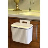 Makri Home Askılı Çöp Kovası- Beyaz- Çift Yönlü Kapaklı - 8 Litre/15 Litre - 8 lt